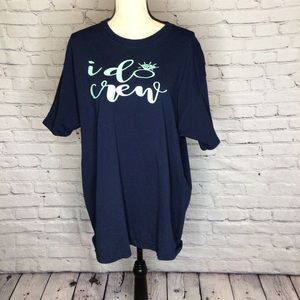 GILDAN Navy Blue and Green I Do Crew Graphic Short Sleeve Crewneck T-Shirt XL